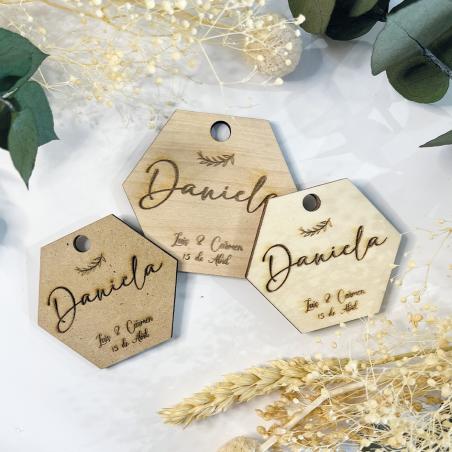Hexágono Personalizado con nombre y agujero