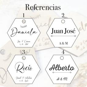 Hexágono Personalizado con nombre y agujero 2