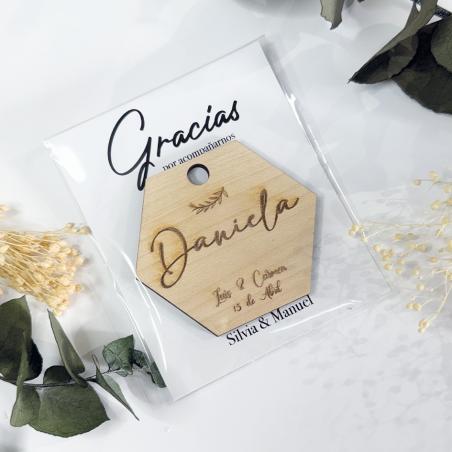 Hexágono Personalizado con nombre y agujero