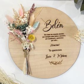 Placa de Agradecimiento con flores