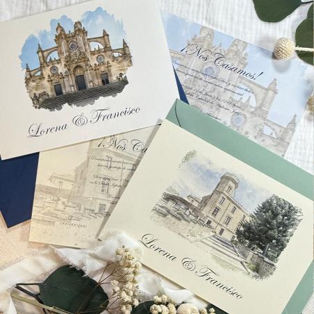 Invitación con Acuarela Iglesia