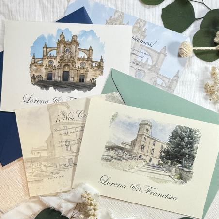 Invitación con Acuarela Iglesia