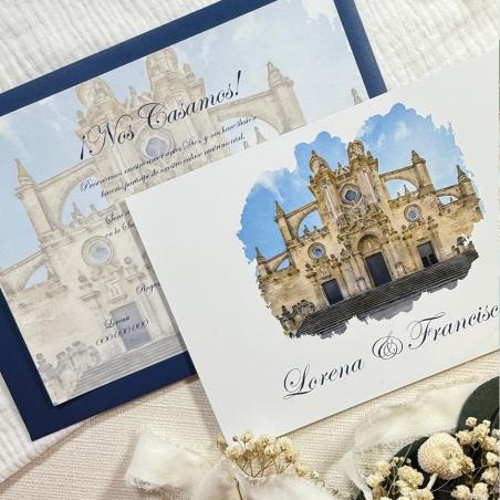 Invitación con Acuarela Iglesia