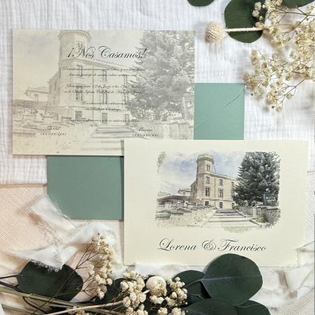 Invitación con Acuarela Iglesia