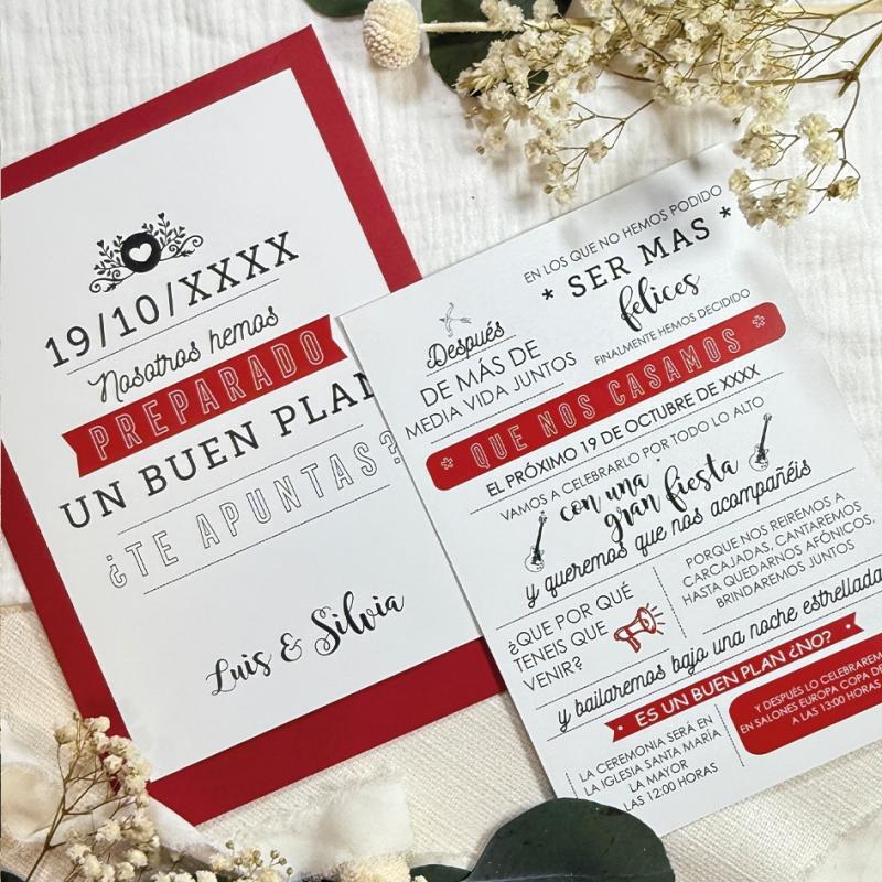Invitación Moderna Roja