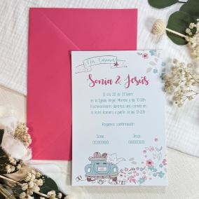 Invitación de Boda moderna Coche