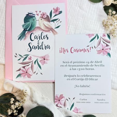 Tarjeta de Boda Pájaros