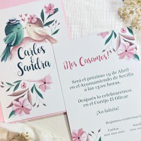 Tarjeta de Boda Pájaros